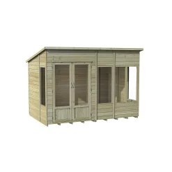 Forest Garden Oakley 10x6 Pent Overlap Solid Wood Summer House With Double Door -Gardens and Outdoor Stores forest garden oakley 10x6 pent overlap solid wood summer house with double door5013053188682 01c bq