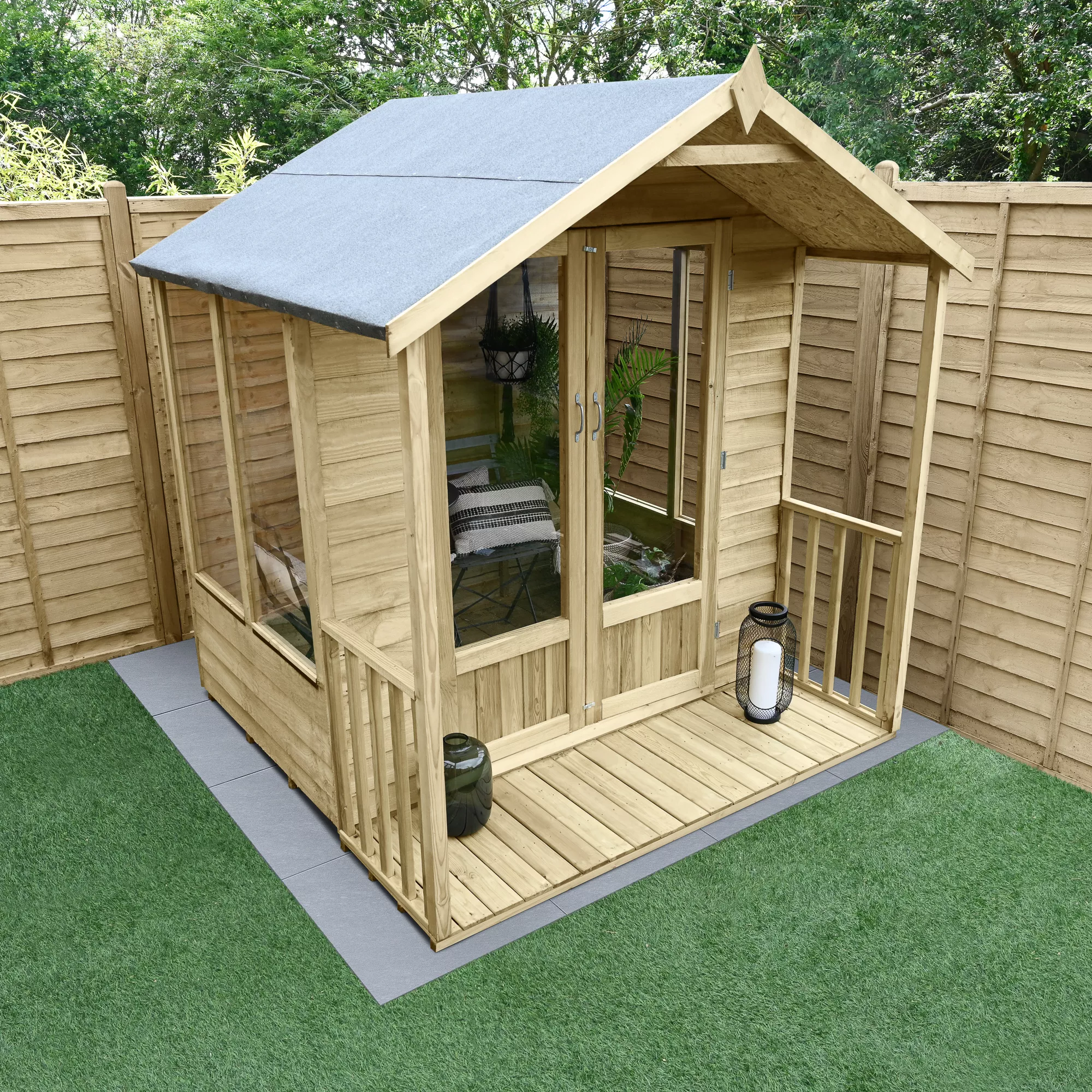 Forest Garden Oakley 6x6 Apex Overlap Solid Wood Summer House With Double Door - Assembly Service Included 5 Forest Garden Oakley 6x6 Apex Overlap Solid Wood Summer House With Double Door - Assembly Service Included - Image 3