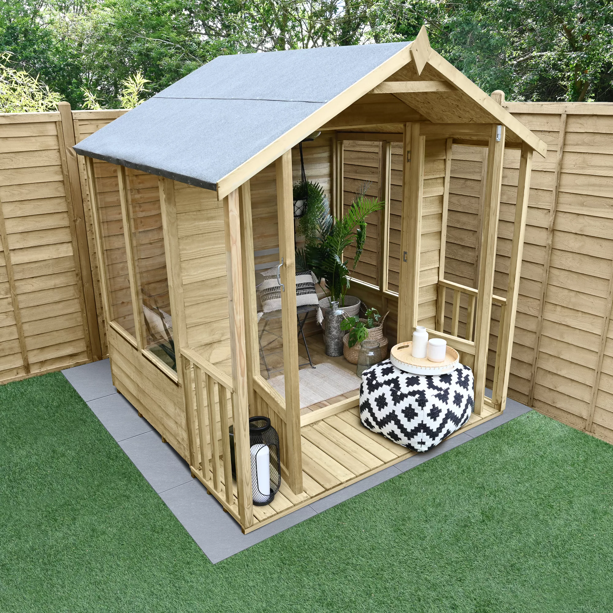 Forest Garden Oakley 6x6 Apex Overlap Solid Wood Summer House With Double Door - Assembly Service Included 6 Forest Garden Oakley 6x6 Apex Overlap Solid Wood Summer House With Double Door - Assembly Service Included - Image 4