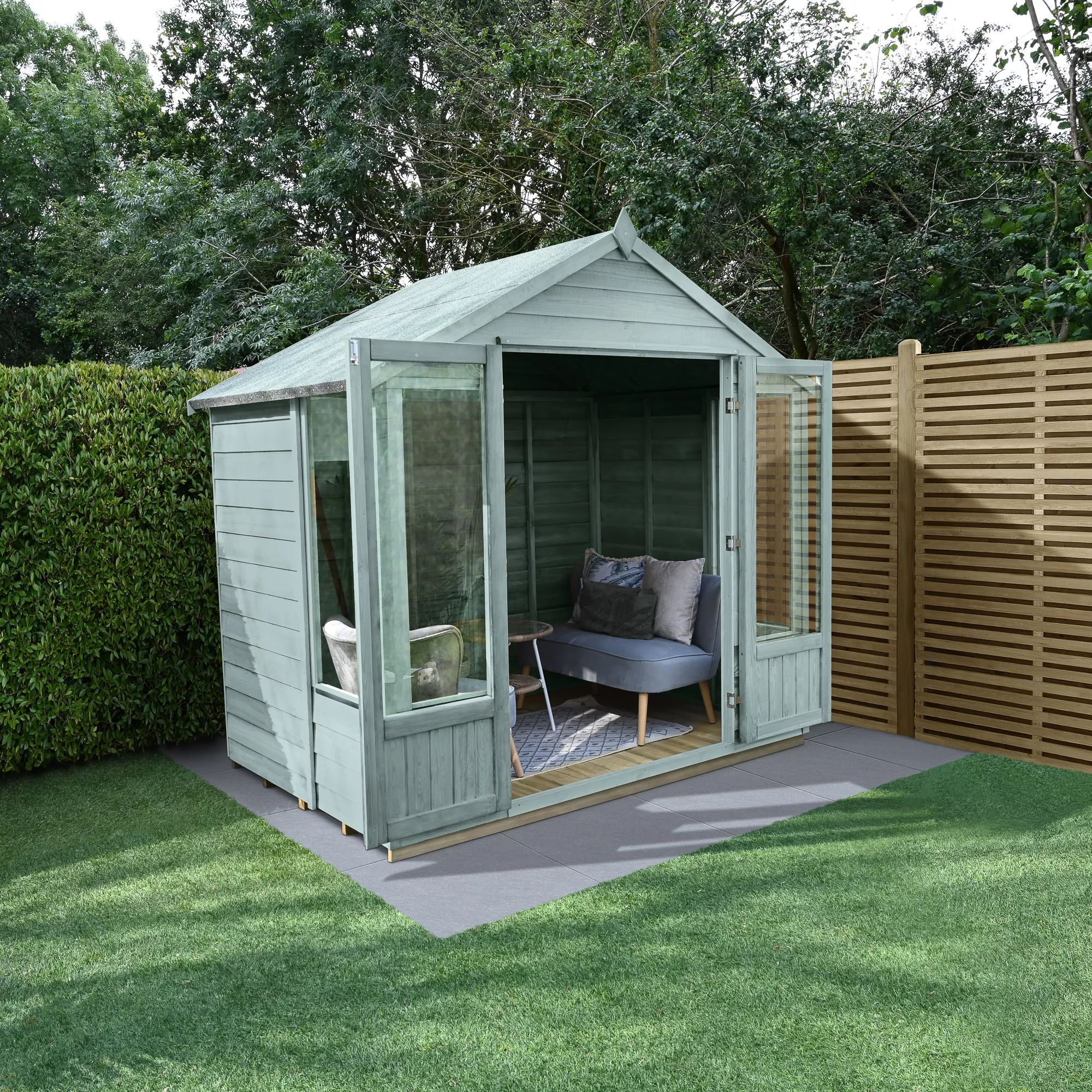 Forest Garden Oakley 7x5 Apex Overlap Solid Wood Summer House With Double Door (Base Included) 6 Forest Garden Oakley 7x5 Apex Overlap Solid Wood Summer House With Double Door (Base Included) - Image 4