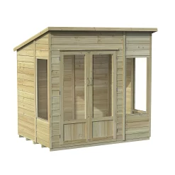 Forest Garden Oakley 7x5 Pent Overlap Solid Wood Summer House With Double Door - Assembly Service Included -Gardens and Outdoor Stores forest garden oakley 7x5 pent overlap solid wood summer house with double door assembly service included5013053188514 01c bq