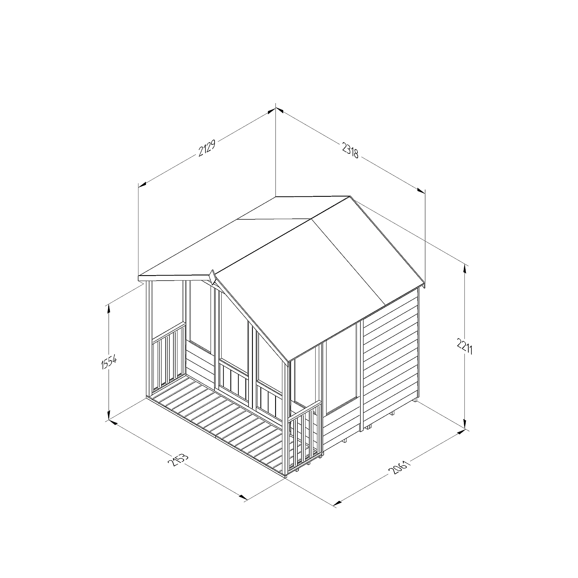 Forest Garden Oakley 7x7 Apex Overlap Solid Wood Summer House With Double Door 7 Forest Garden Oakley 7x7 Apex Overlap Solid Wood Summer House With Double Door - Image 5