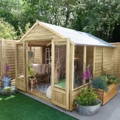 Forest Garden Oakley 8x10 Apex Overlap Solid Wood Summer House With Double Door - Assembly Service Included -Gardens and Outdoor Stores forest garden oakley 8x10 apex overlap solid wood summer house with double door assembly service included5013053188781 02i bq