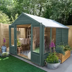 Forest Garden Oakley 8x10 Apex Overlap Solid Wood Summer House With Double Door - Assembly Service Included -Gardens and Outdoor Stores forest garden oakley 8x10 apex overlap solid wood summer house with double door assembly service included5013053188781 03i bq