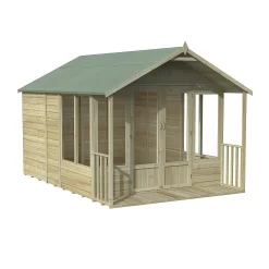 Forest Garden Oakley 8x12 Apex Overlap Solid Wood Summer House With Double Door (Base Included) -Gardens and Outdoor Stores forest garden oakley 8x12 apex overlap solid wood summer house with double door base included 5013053188842 01c bq