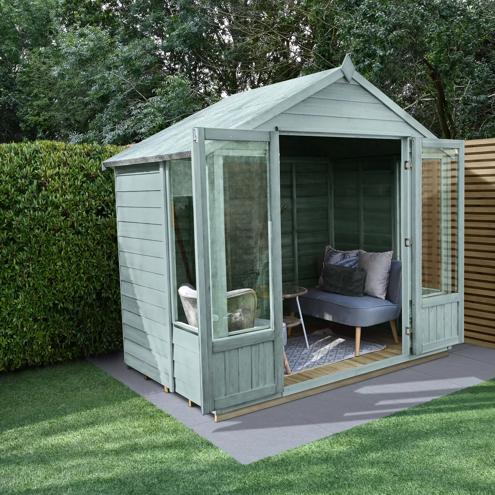 Forest Garden Oakley 8x6 Apex Overlap Solid Wood Summer House With Double Door 5 Forest Garden Oakley 8x6 Apex Overlap Solid Wood Summer House With Double Door - Image 3