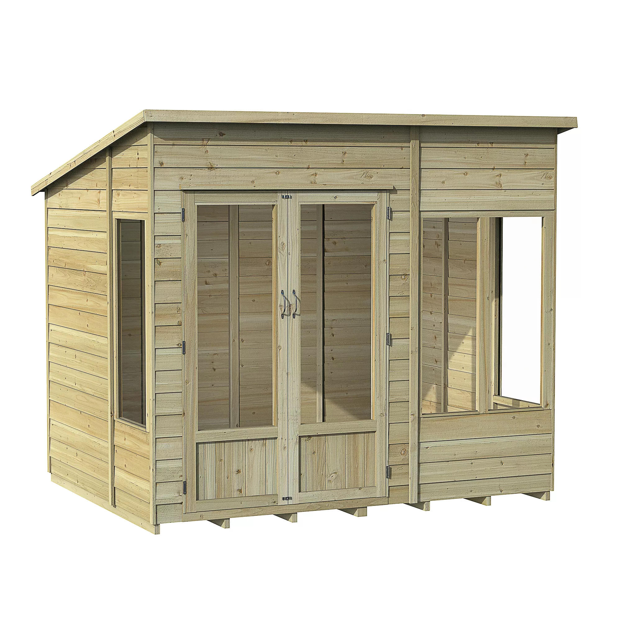 Forest Garden Oakley 8x6 Pent Overlap Solid Wood Summer House With Double Door - Assembly Service Included 4 Forest Garden Oakley 8x6 Pent Overlap Solid Wood Summer House With Double Door - Assembly Service Included - Image 2