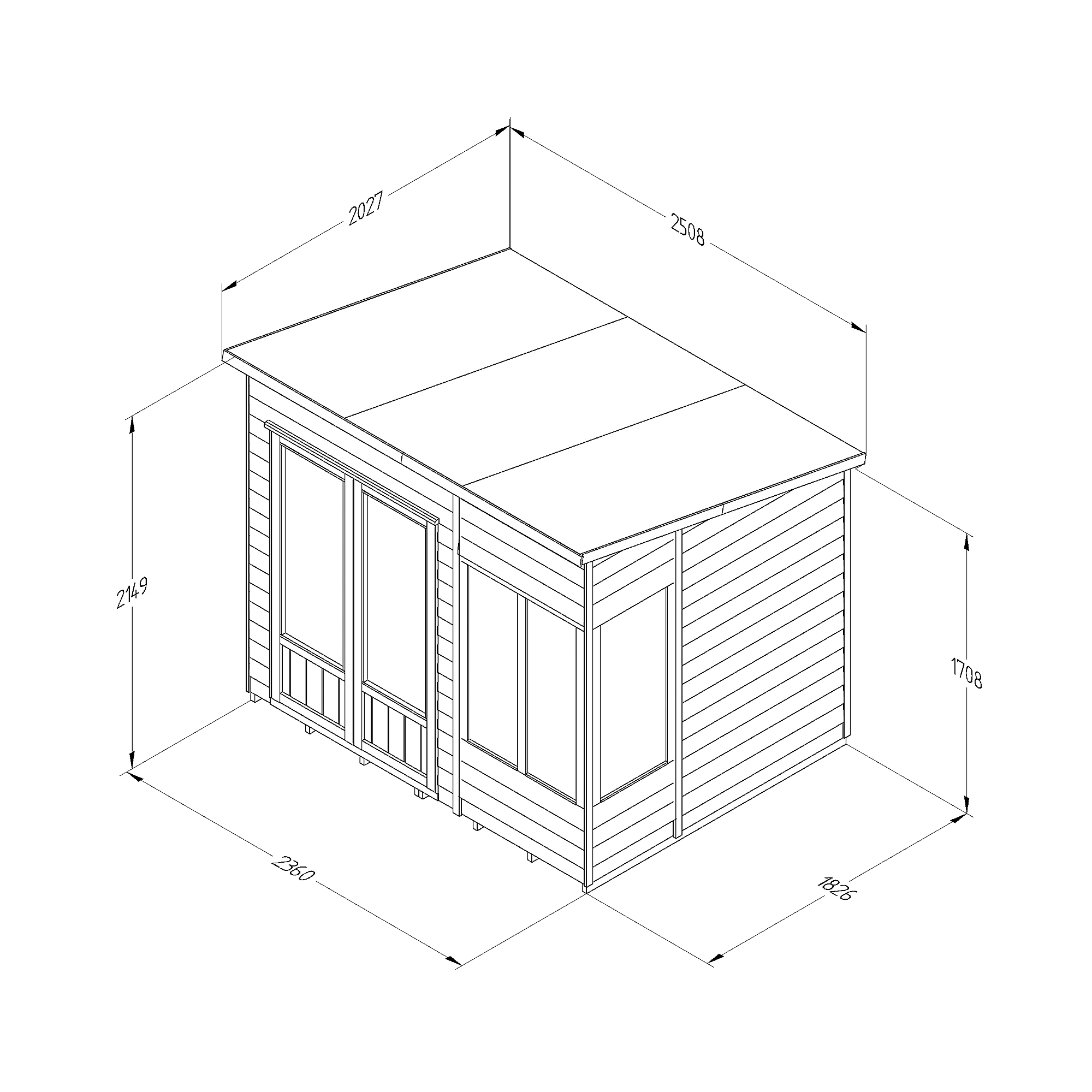 Forest Garden Oakley 8x6 Pent Overlap Solid Wood Summer House With Double Door - Assembly Service Included 7 Forest Garden Oakley 8x6 Pent Overlap Solid Wood Summer House With Double Door - Assembly Service Included - Image 5