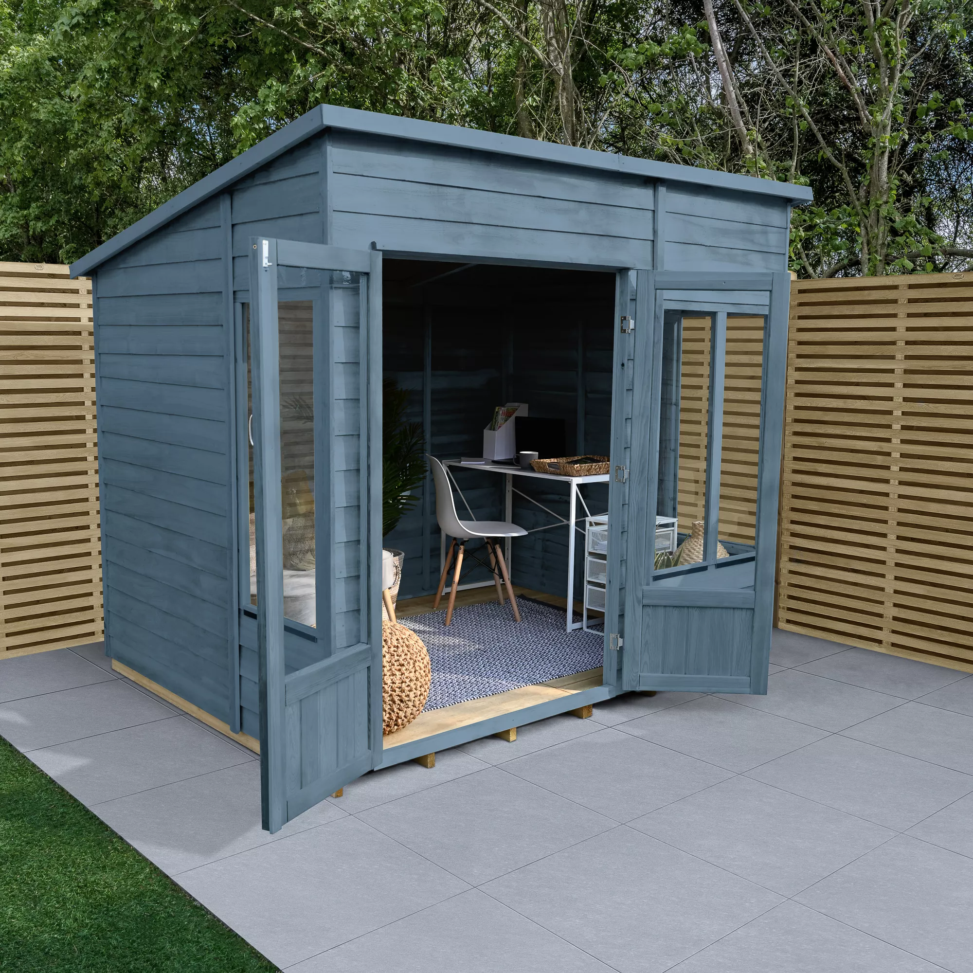 Forest Garden Oakley 8x6 Pent Overlap Solid Wood Summer House With Double Door - Assembly Service Included 6 Forest Garden Oakley 8x6 Pent Overlap Solid Wood Summer House With Double Door - Assembly Service Included - Image 4