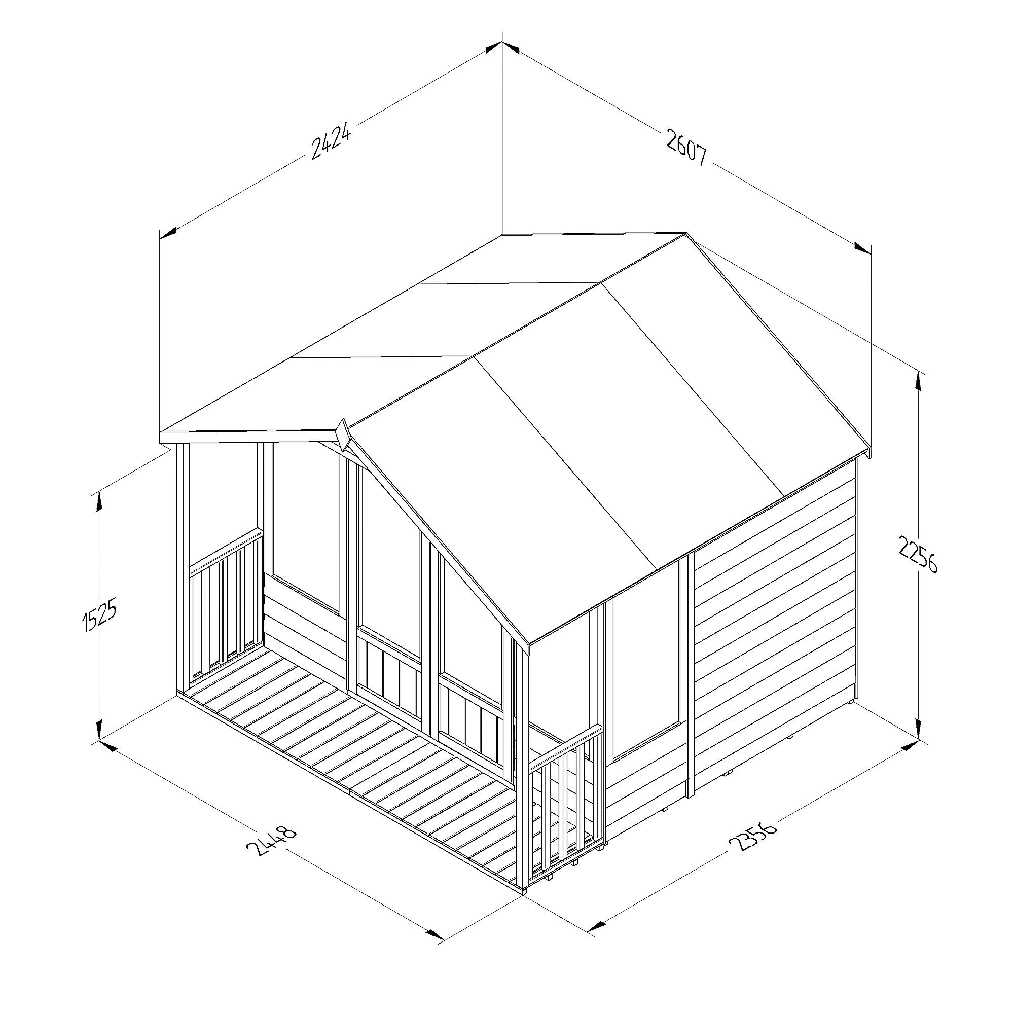 Forest Garden Oakley 8x8 Apex Overlap Solid Wood Summer House With Double Door - Assembly Service Included 7 Forest Garden Oakley 8x8 Apex Overlap Solid Wood Summer House With Double Door - Assembly Service Included - Image 5