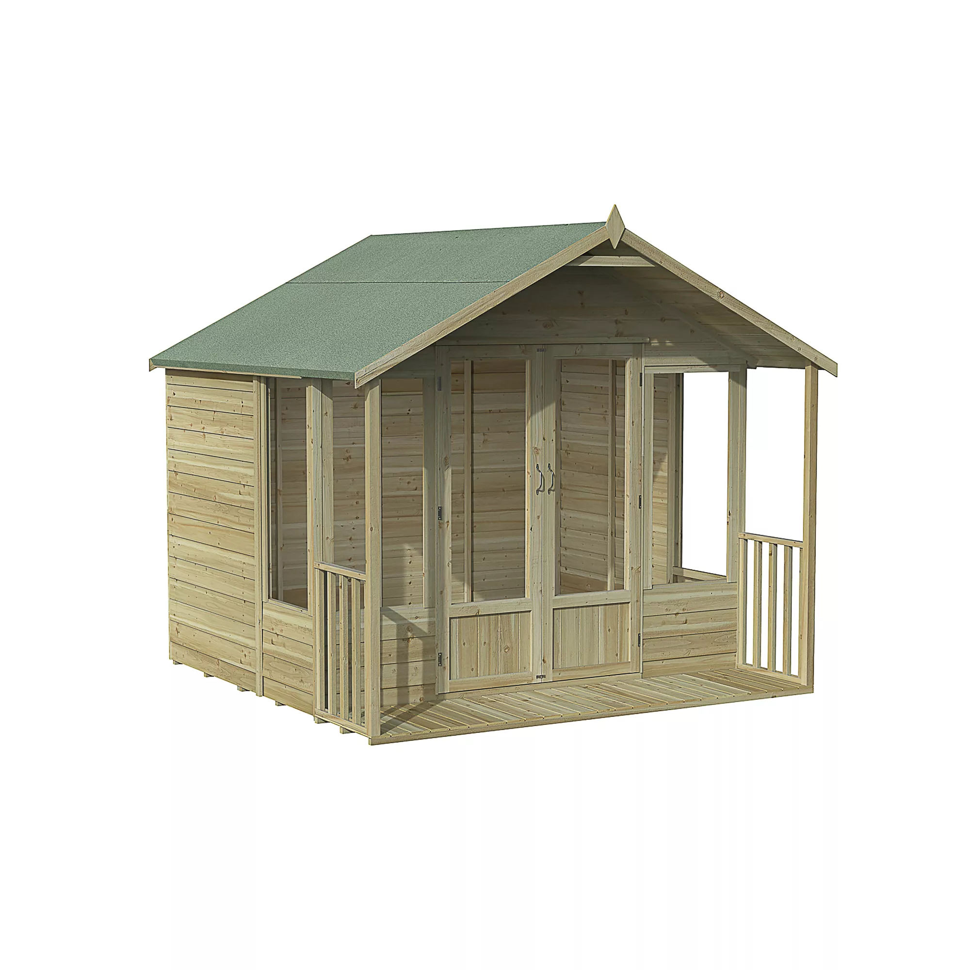 Forest Garden Oakley 8x8 Apex Overlap Solid Wood Summer House With Double Door (Base Included) 3 Forest Garden Oakley 8x8 Apex Overlap Solid Wood Summer House With Double Door (Base Included)