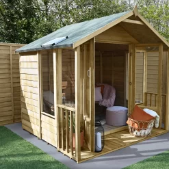 Forest Garden Oakley 8x8 Apex Overlap Solid Wood Summer House With Double Door -Gardens and Outdoor Stores forest garden oakley 8x8 apex overlap solid wood summer house with double door5013053188729 01i bq