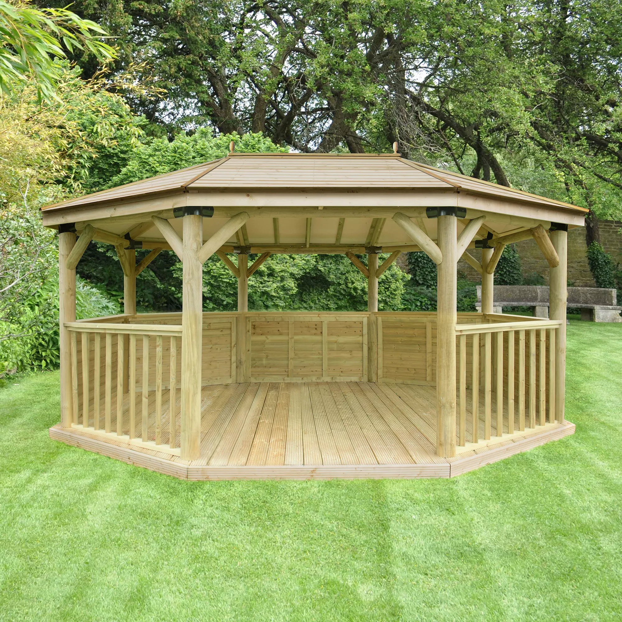 Forest Garden Premium Octagonal Gazebo, (W)5.27m (D)3.78m 3 Forest Garden Premium Octagonal Gazebo, (W)5.27m (D)3.78m