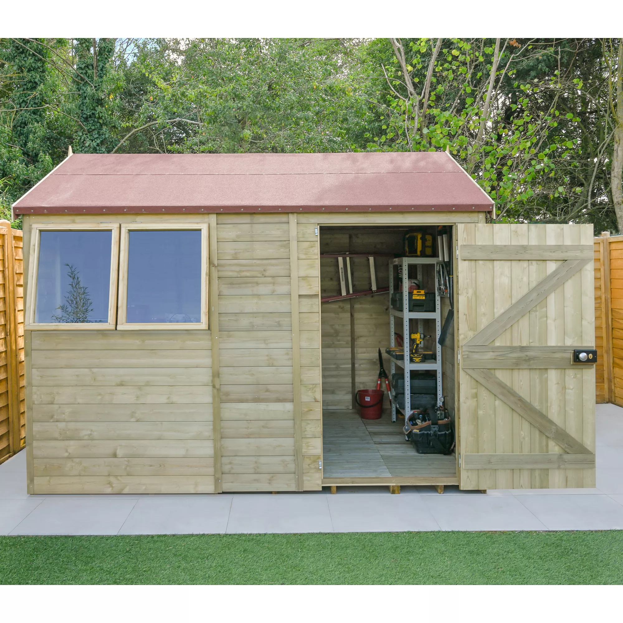 Forest Garden Timberdale 10x6 Ft Reverse Apex Tongue & Groove Wooden Shed With Floor (Base Included) 3 Forest Garden Timberdale 10x6 Ft Reverse Apex Tongue & Groove Wooden Shed With Floor (Base Included)
