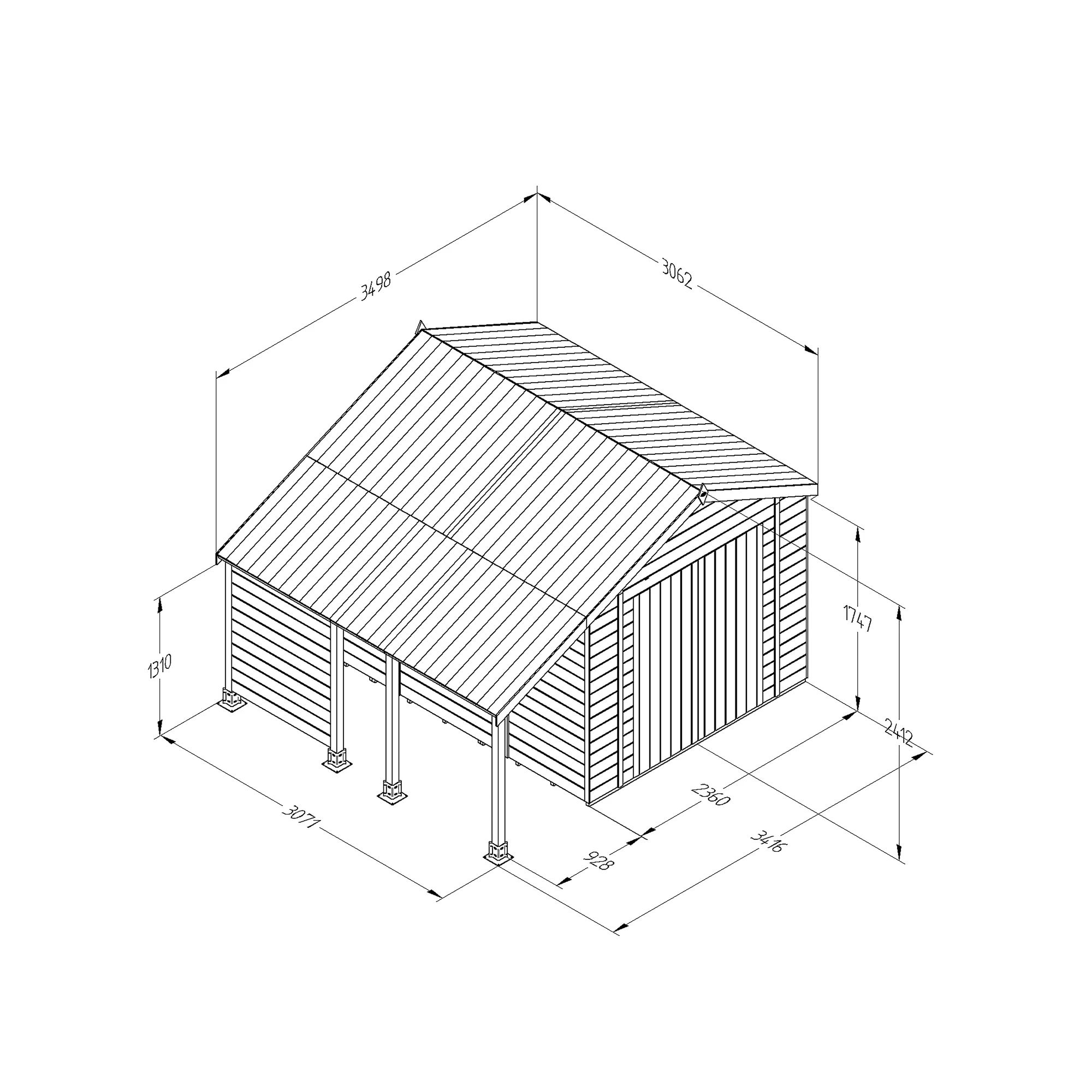 Forest Garden Timberdale Log Store 10x8 Ft Apex Tongue & Groove Wooden 2 Door Shed With Floor (Base Included) 6 Forest Garden Timberdale Log Store 10x8 Ft Apex Tongue & Groove Wooden 2 Door Shed With Floor (Base Included) - Image 4