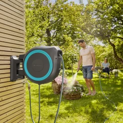 Gardena Rollup XL Wall-mounted Auto Hose Pipe Set (L)35m -Gardens and Outdoor Stores gardena rollup xl wall mounted auto hose pipe set l 35m4078500052061 02i bq