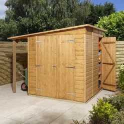 GoodHome Clapperton 8x6 Pent Dip Treated Shiplap Shed With Floor -Gardens and Outdoor Stores goodhome clapperton 8x6 pent dip treated shiplap shed with floor5059340270173 02i
