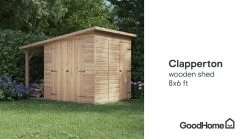 GoodHome Clapperton 8x6 Pent Dip Treated Shiplap Shed With Floor -Gardens and Outdoor Stores goodhome clapperton 8x6 pent dip treated shiplap shed with floor5059340270173 KFG EN