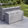 GoodHome Hamilton Steeple Grey Rattan Effect Storage Box (W) 180cm X (D) 65cm -Gardens and Outdoor Stores goodhome hamilton steeple grey rattan effect storage box w 180cm x d 65cm5059340677415 01i 1