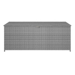 GoodHome Hamilton Steeple Grey Rattan Effect Storage Box (W) 180cm X (D) 65cm -Gardens and Outdoor Stores goodhome hamilton steeple grey rattan effect storage box w 180cm x d 65cm5059340677415 02c 1