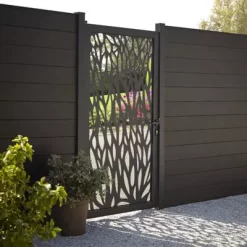 GoodHome Neva Aluminium Leaf Gate, (H)1.7m (W)0.93m -Gardens and Outdoor Stores goodhome neva aluminium leaf gate h 1 7m w 0 93m3663602759898 03bq