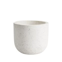 GoodHome White Speckled Circular Plant Pot (Dia)16.2cm