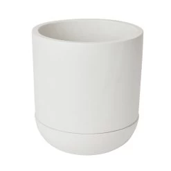 GoodHome White Terracotta Circular Plant Pot (Dia)20.5cm