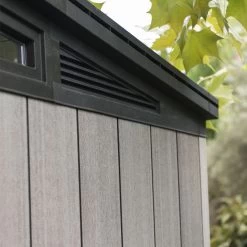 Keter Artisan 9x7 Ft Pent Tongue & Groove Grey Plastic Shed With Floor -Gardens and Outdoor Stores keter artisan 9x7 ft pent tongue groove grey plastic shed with floor7290106933996 04c bq 1