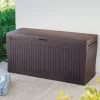 Keter Comfy Wood Effect Plastic Garden Storage Box 270L -Gardens and Outdoor Stores keter comfy wood effect plastic garden storage box 270l7290106930179 04bq