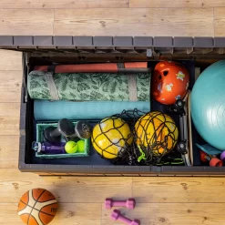 Keter Darwin Wood Effect 5x2 Garden Storage Bench Box 570L -Gardens and Outdoor Stores keter darwin wood effect 5x2 garden storage bench box 570l7290112636263 04i bq