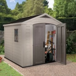 Keter Factor 8x8 Apex Beige Plastic Shed With Floor 20 Keter Factor 8x8 Apex Beige Plastic Shed With Floor -Gardens and Outdoor Stores keter factor 8x8 apex beige plastic shed with floor7290103664954 02bq