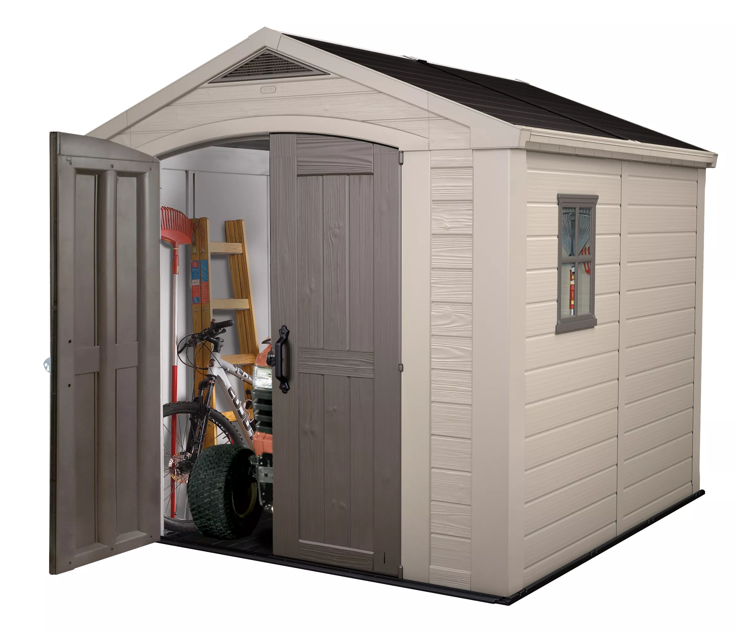 Keter Factor 8x8 Apex Beige Plastic Shed With Floor 13 Keter Factor 8x8 Apex Beige Plastic Shed With Floor - Image 11