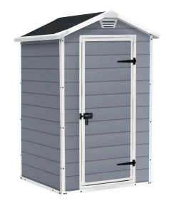 Keter Manor 4x3 Ft Apex Grey Plastic Shed (Base Included) -Gardens and Outdoor Stores keter manor 4x3 ft apex grey plastic shed base included 7290106939677 03c
