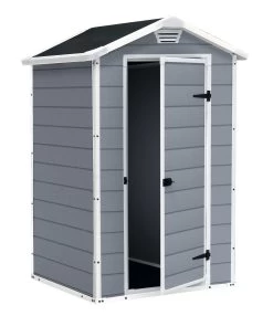 Keter Manor 4x3 Ft Apex Grey Plastic Shed (Base Included) -Gardens and Outdoor Stores keter manor 4x3 ft apex grey plastic shed base included 7290106939677 21c