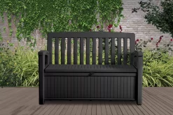 Keter Patio Wood Effect Garden Storage Bench Box - Partial Assembly Required 227L -Gardens and Outdoor Stores keter patio wood effect garden storage bench box partial assembly required 227l7290112634825 01i bq