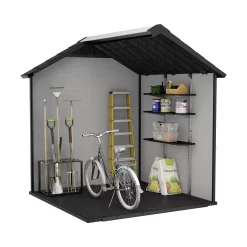 Keter Premier Apex Tongue & Groove Grey Shed With Floor -Gardens and Outdoor Stores keter premier apex tongue groove grey shed with floor7290112634122 40c bq