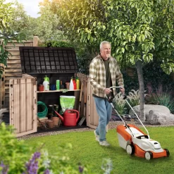 Keter Store It Out Midi Wood Effect Garden Storage Box -Gardens and Outdoor Stores keter store it out midi wood effect garden storage box7290112634276 02i bq