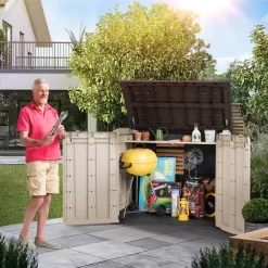 Keter Store It Out Midi Wood Effect Garden Storage Box -Gardens and Outdoor Stores keter store it out midi wood effect garden storage box7290112634276 04i bq