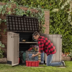 Keter Store It Out Midi Wood Effect Garden Storage Box -Gardens and Outdoor Stores keter store it out midi wood effect garden storage box7290112634276 09i bq