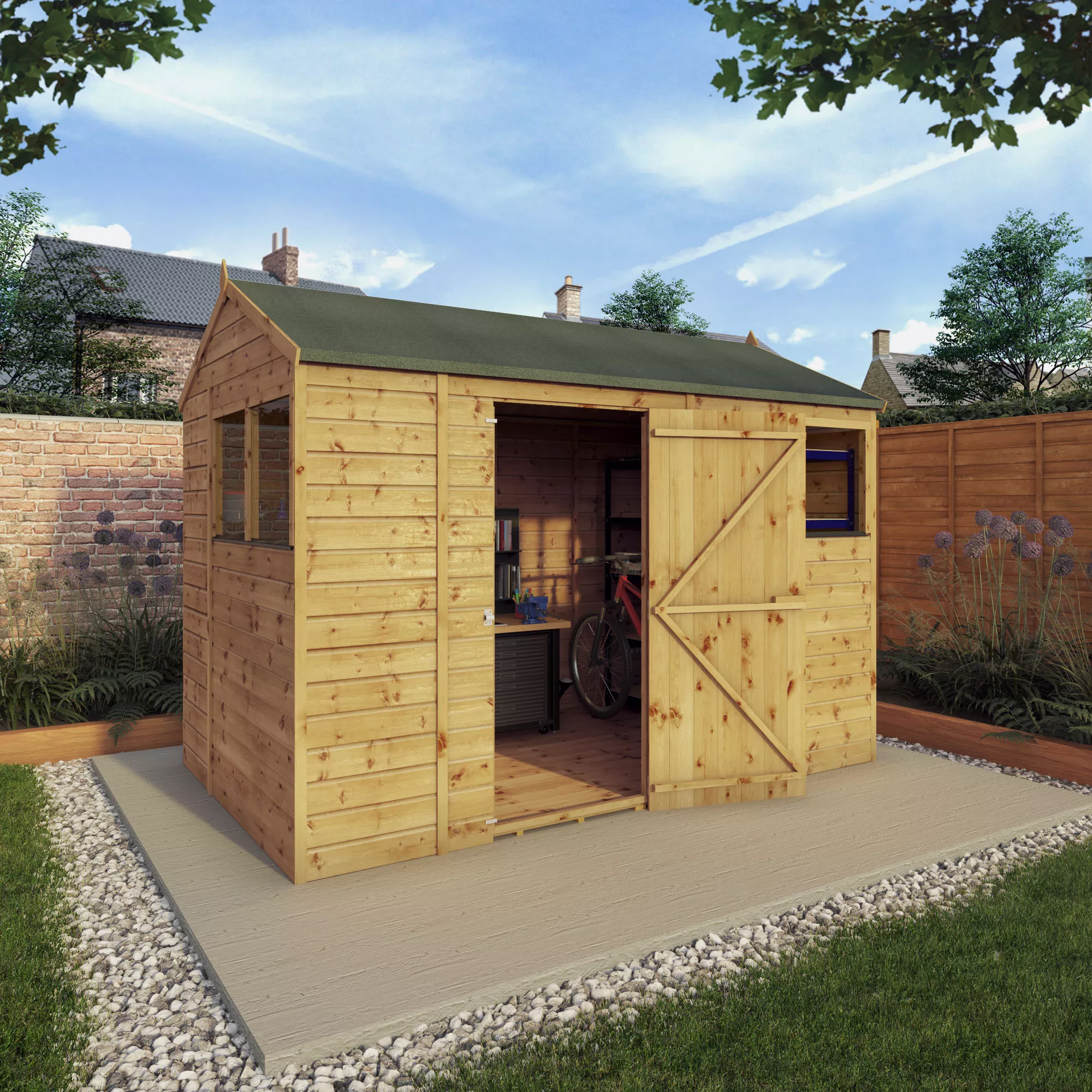 Mercia 10x6 Ft Reverse Apex Tongue & Groove Wooden 4 Windows Shed With Floor 10 Mercia 10x6 Ft Reverse Apex Tongue & Groove Wooden 4 Windows Shed With Floor - Image 8