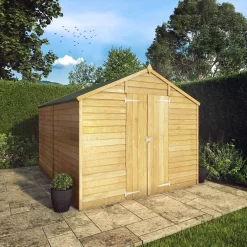 Mercia 10x8 Ft Apex Overlap Wooden 2 Door 4 Windows Shed With Floor -Gardens and Outdoor Stores mercia 10x8 ft apex overlap wooden 2 door 4 windows shed with floor5029442078199 01i