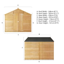 Mercia 10x8 Ft Apex Overlap Wooden 2 Door 4 Windows Shed With Floor -Gardens and Outdoor Stores mercia 10x8 ft apex overlap wooden 2 door 4 windows shed with floor5029442078199 01t
