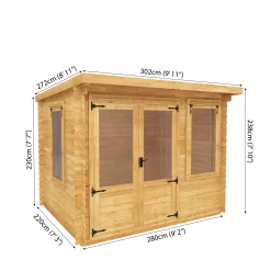 Mercia 10x8 Pent Tongue & Groove Cabin With Double Door -Gardens and Outdoor Stores mercia 10x8 pent tongue groove cabin with double door5029442002446 01t bq