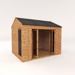 Mercia 10x8 Reverse Apex Tongue & Groove Summer House With Bi-fold Door -Gardens and Outdoor Stores mercia 10x8 reverse apex tongue groove summer house with bi fold door5029442089737 03c bq