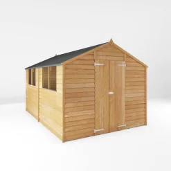 Mercia 12x8 Ft Apex Overlap Wooden 2 Door 4 Windows Shed With Floor -Gardens and Outdoor Stores mercia 12x8 ft apex overlap wooden 2 door 4 windows shed with floor5029442075136 01c