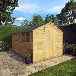 Mercia 12x8 Ft Apex Overlap Wooden 2 Door 4 Windows Shed With Floor -Gardens and Outdoor Stores mercia 12x8 ft apex overlap wooden 2 door 4 windows shed with floor5029442075136 01i