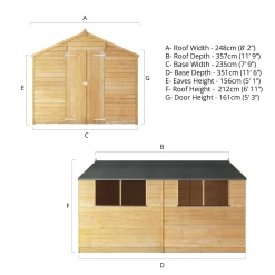 Mercia 12x8 Ft Apex Overlap Wooden 2 Door 4 Windows Shed With Floor -Gardens and Outdoor Stores mercia 12x8 ft apex overlap wooden 2 door 4 windows shed with floor5029442075136 01t
