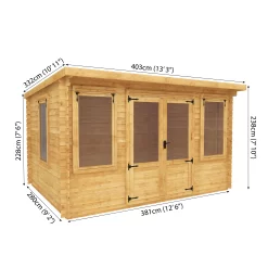 Mercia 13x10 Pent Tongue & Groove Cabin With Double Door -Gardens and Outdoor Stores mercia 13x10 pent tongue groove cabin with double door5029442002453 01t bq