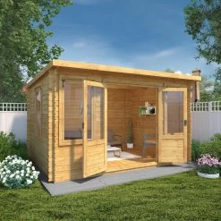 Mercia 13x10 Pent Tongue & Groove Cabin With Double Door -Gardens and Outdoor Stores mercia 13x10 pent tongue groove cabin with double door5029442002453 02i bq