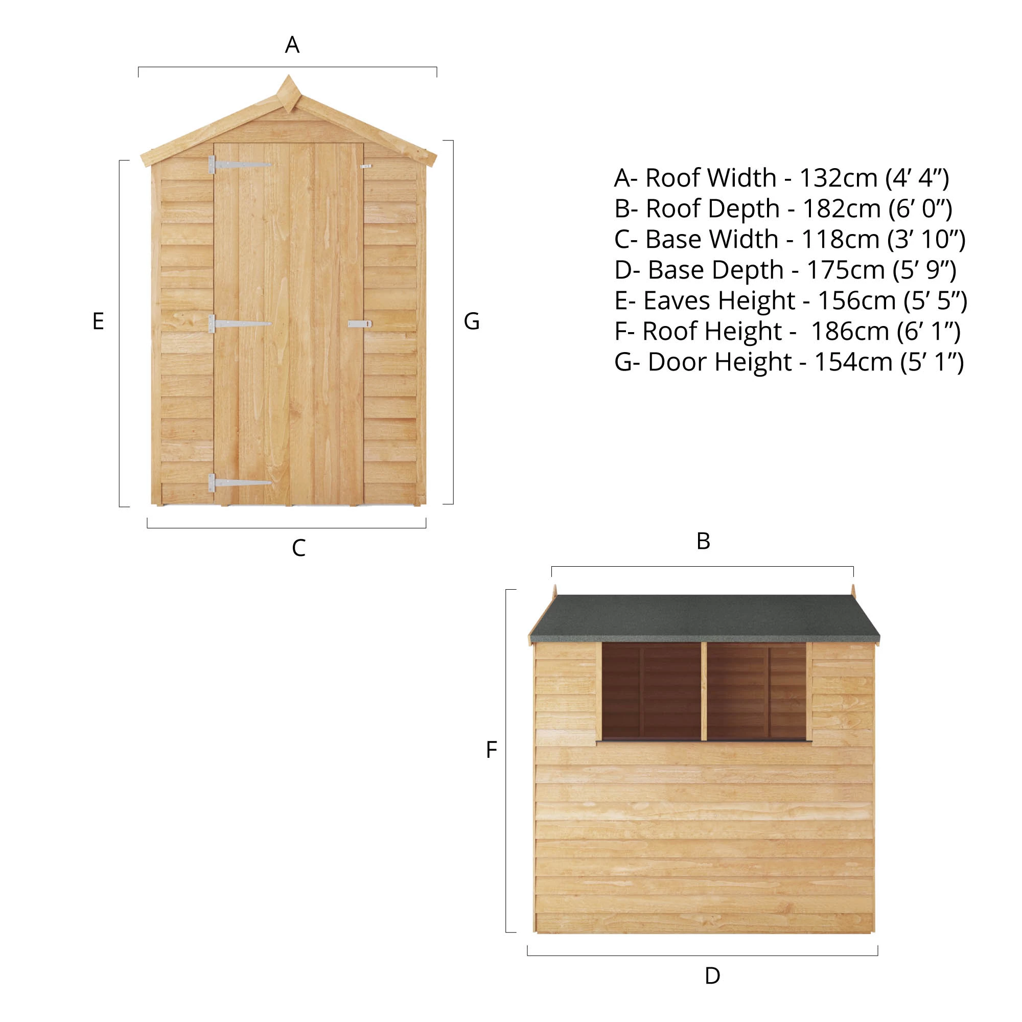 Mercia 6x4 Ft Apex Overlap Wooden 2 Windows Shed With Floor 10 Mercia 6x4 Ft Apex Overlap Wooden 2 Windows Shed With Floor - Image 8